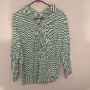 Green Striped Button Down Shirt